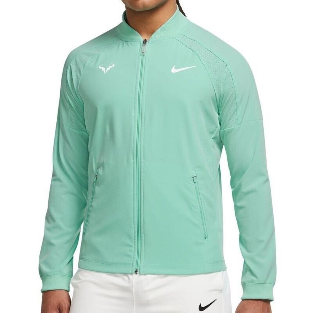 Nike Court Dri-FIT Rafa Men’s Size L Emerald Rise White Tennis Full-Zip Jacket